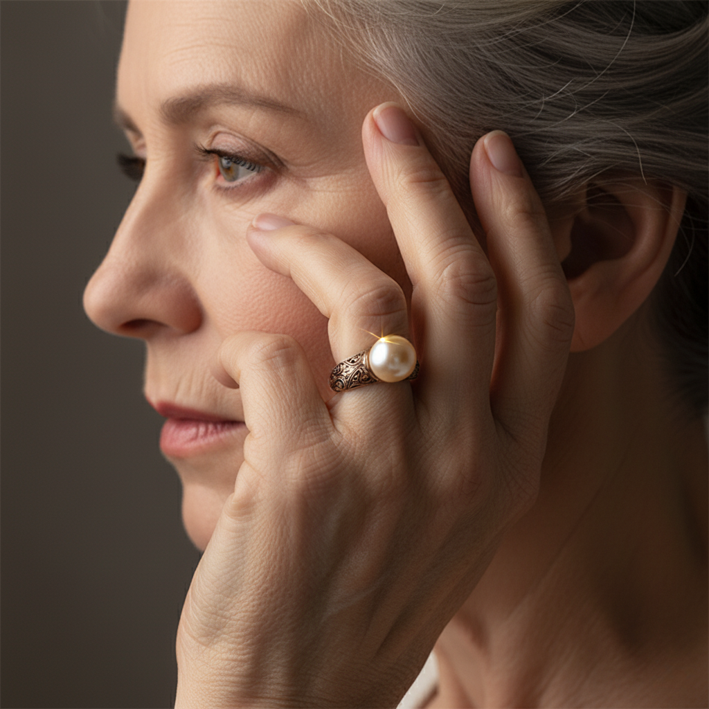 Anel Vintage Dourado com Pérola