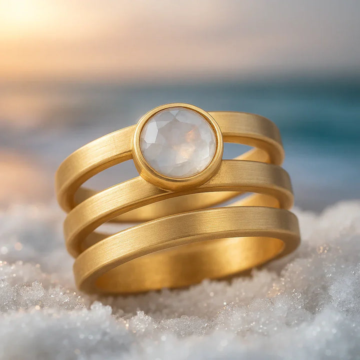 Anel Asiático de Ouro com Várias Camadas para o Dedo Indicador