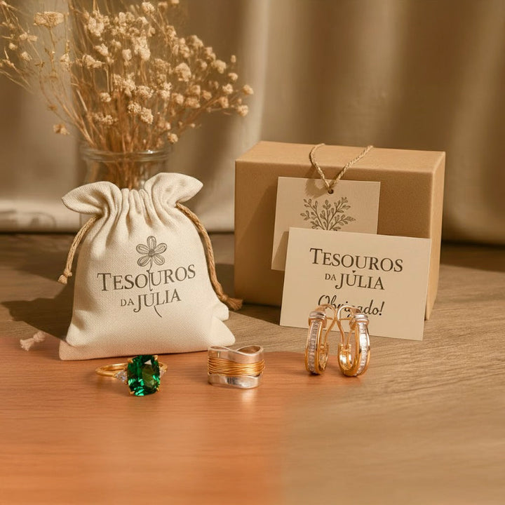 Conjunto Vintage de Anéis em Prata com Turquesa de Vidro