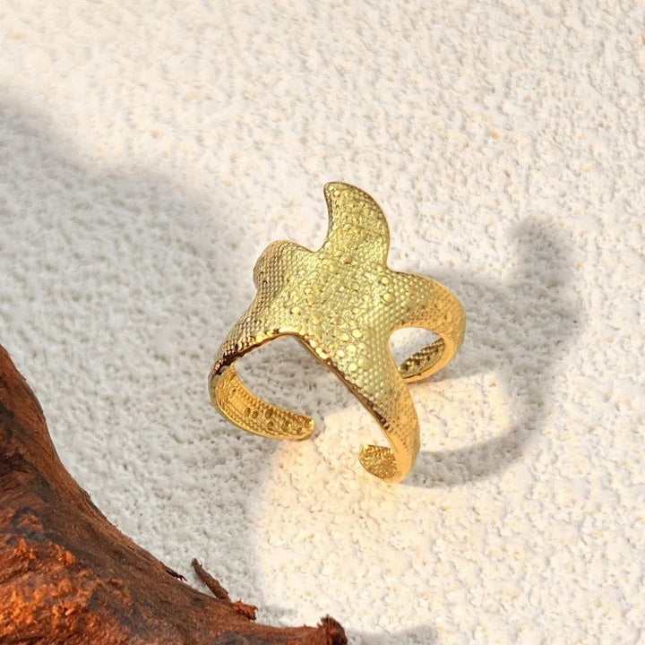 Anel ajustável Vintage Gold Starfish
